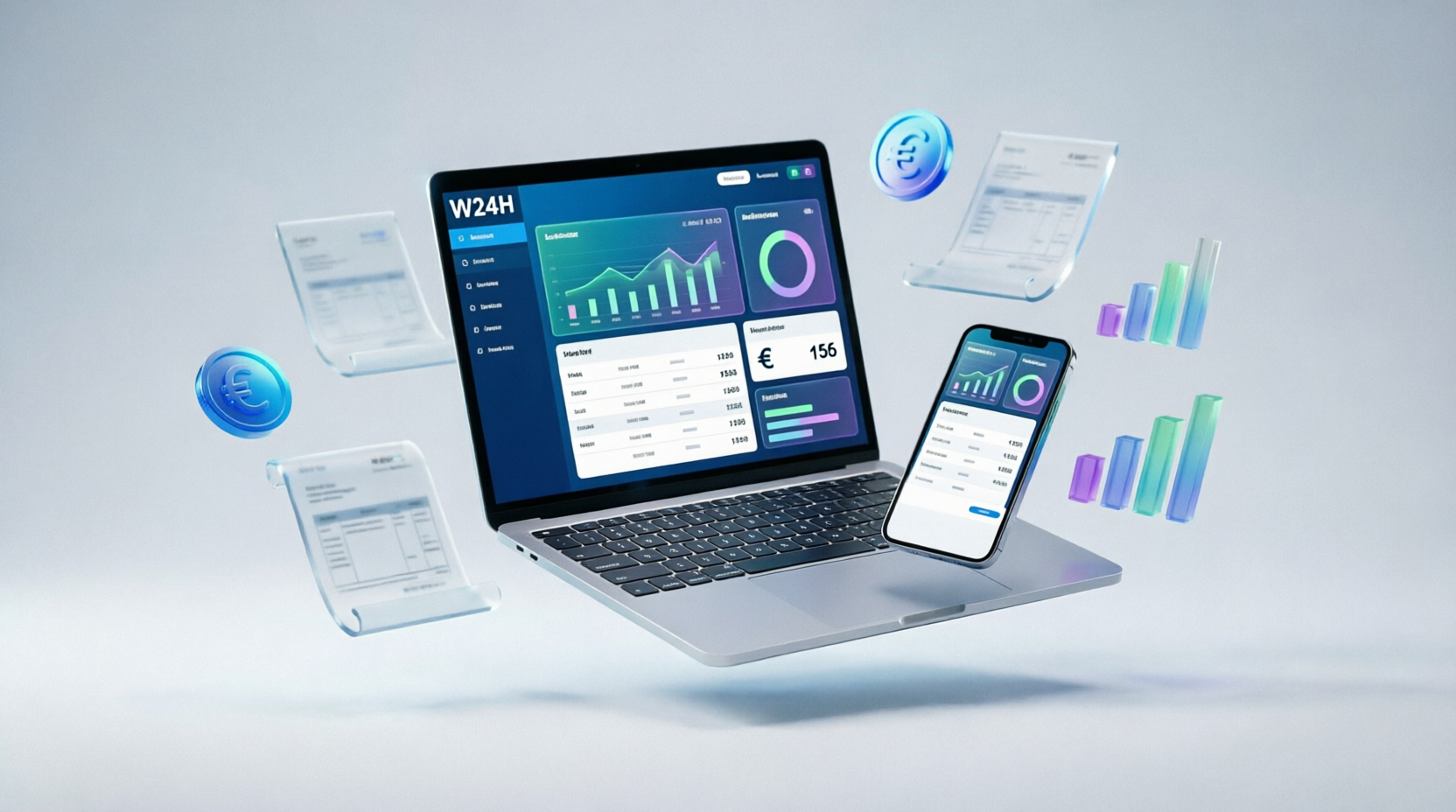 Panel de W24H Facturación en portátil y móvil